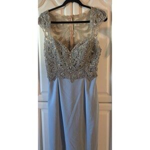 Stunning Terani Couture Beaded Cocktail Dress Powder Blue Sz 12